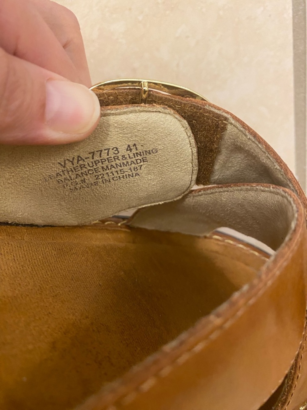 Alegria Brown Leather Crossover Slide Sandals with Gold Buckle - Picture 8 of 8